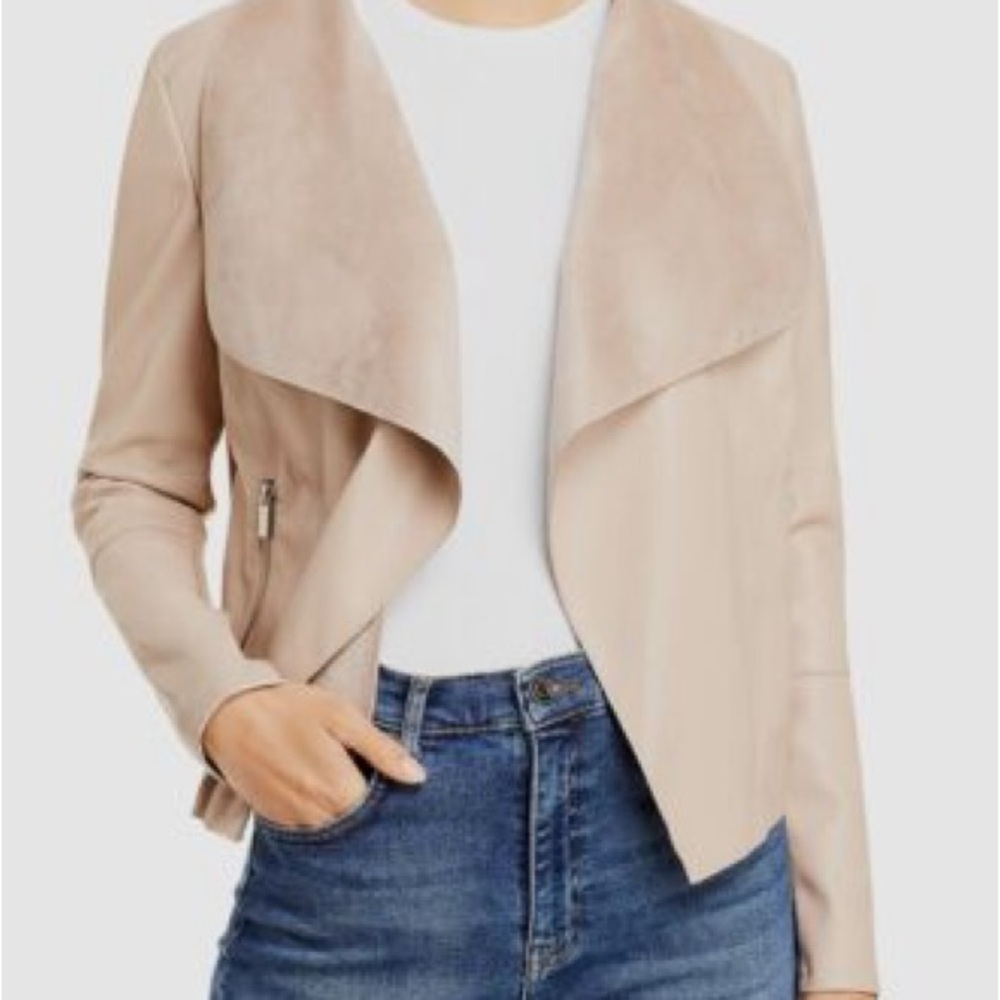 BAGATELLE Drape Jacket with Faux Leather Sleeves NWOT M